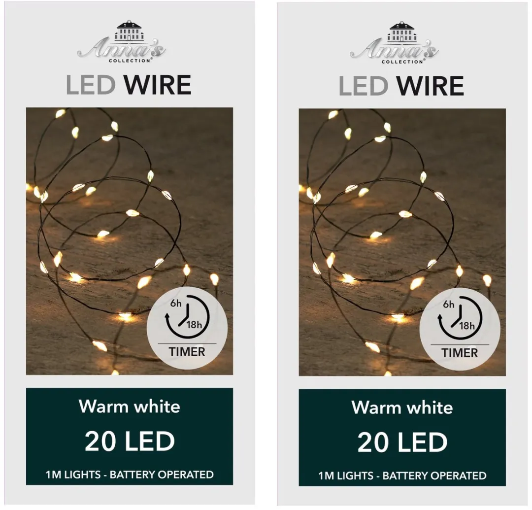 Anna's Collection Draadverlichting 20 LED Warm Wit 100cm