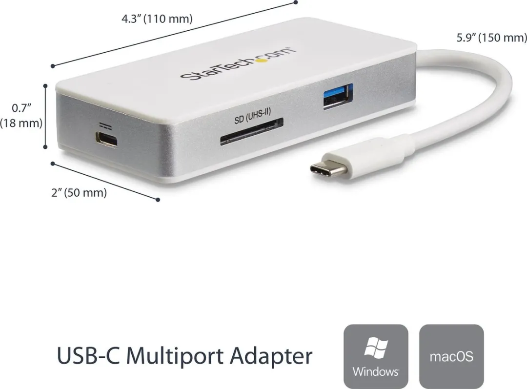 Startech DKT3CHSD4GPD USB-C 4-in1 Adapter - 100W PD - 4K HDMI - GbE - SD UHS-II