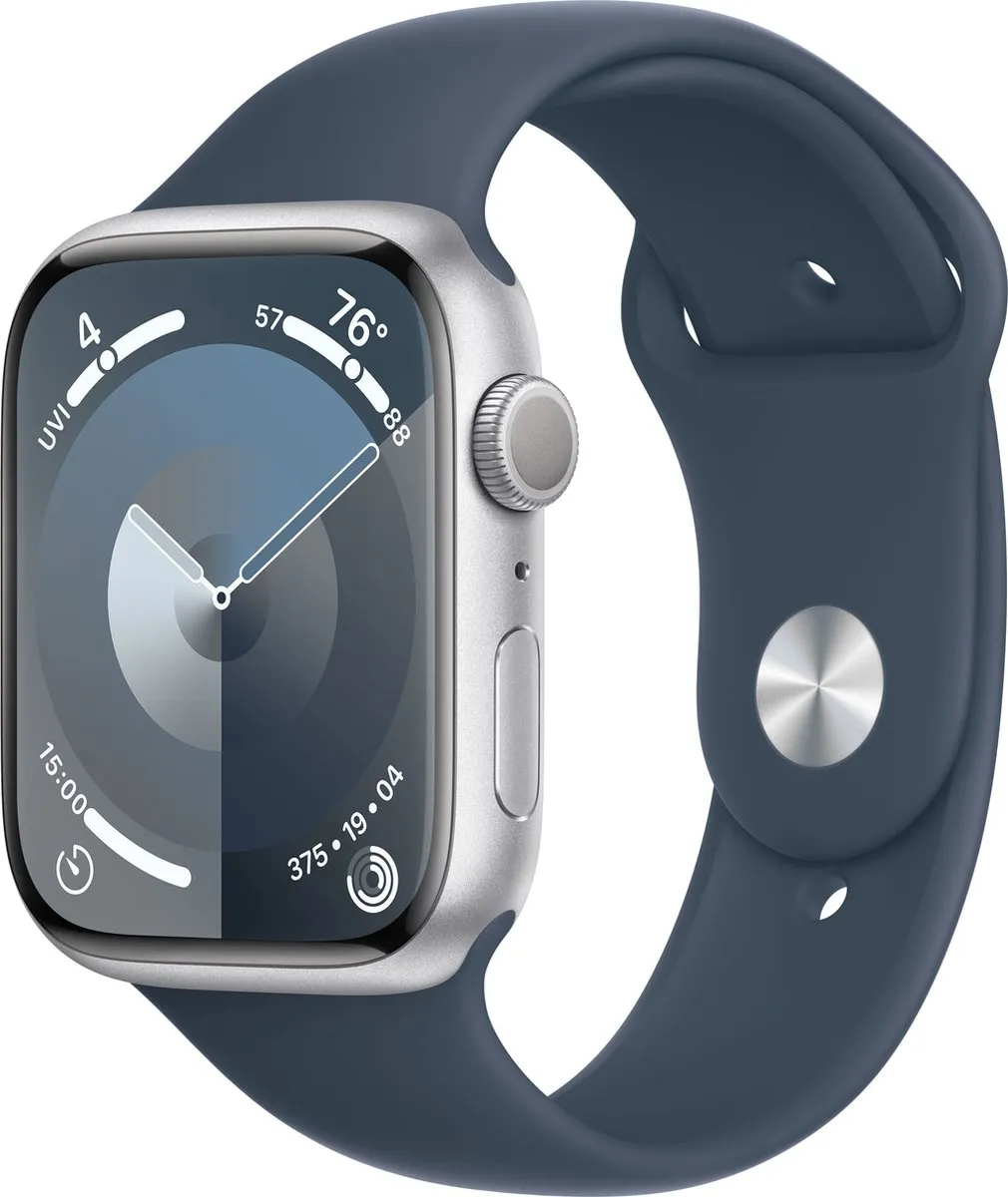 Apple Watch Series 9 45mm Zilver - Blauwe Band