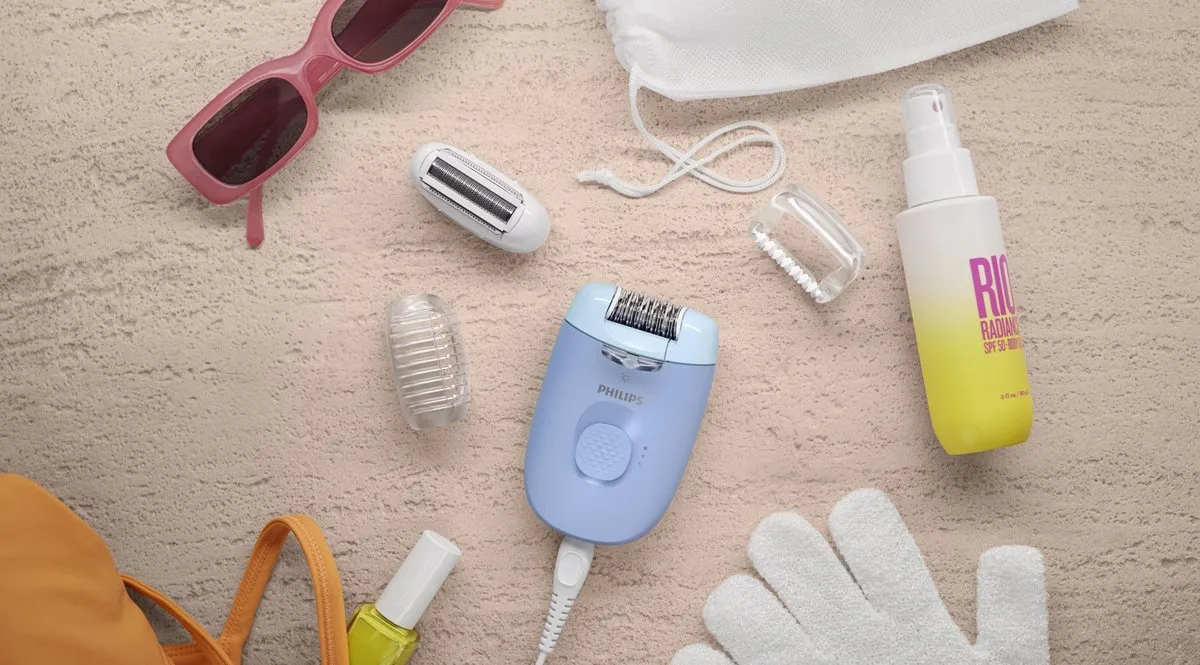 Philips Series 4000 Epilator en scheerapparaat - langdurig haarvrij - Blauw - Met snoer en LED lamp - BRE247/00