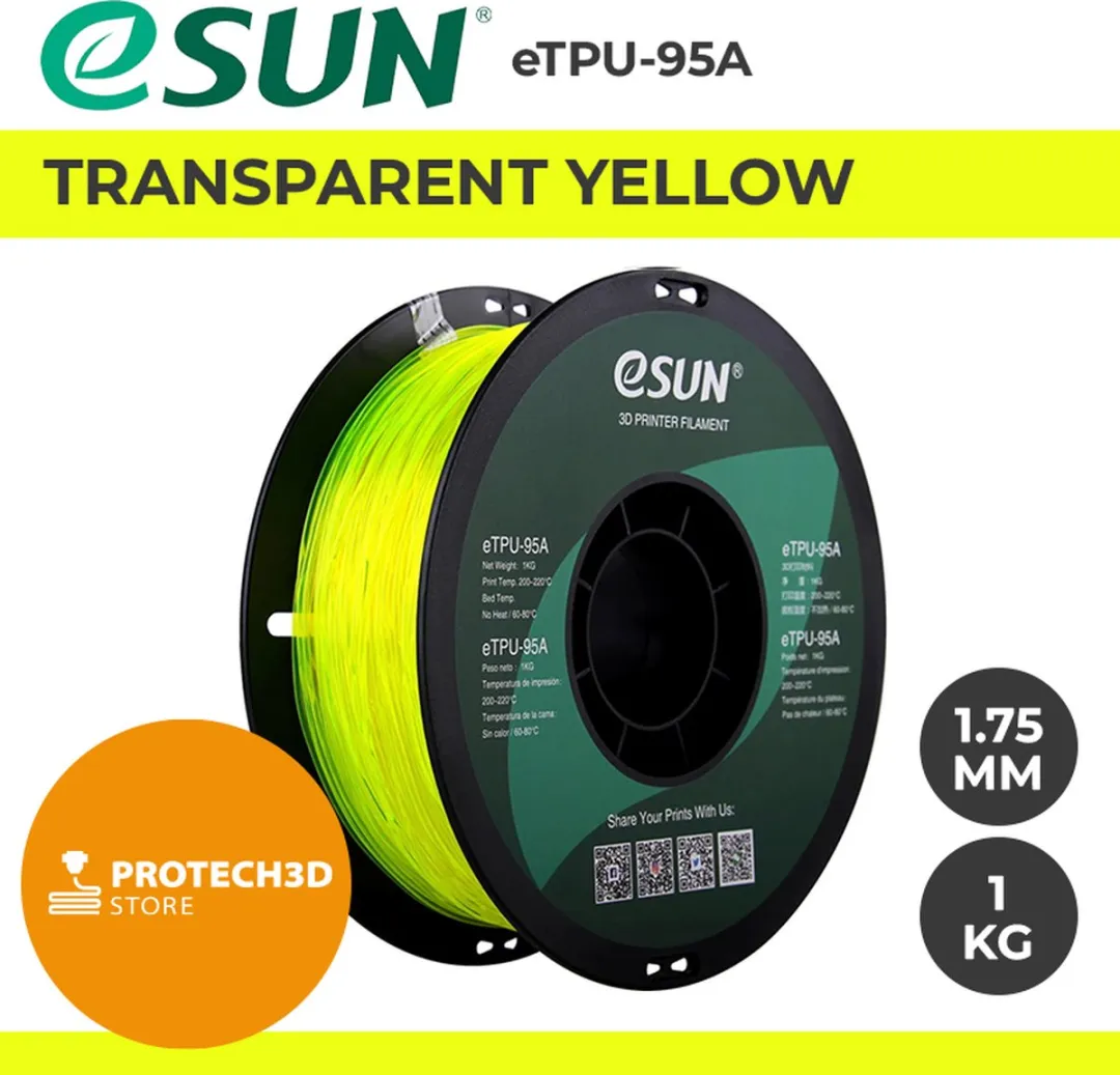 ESUN eTPU-95A Filament 1.75mm Transparant Geel 1kg