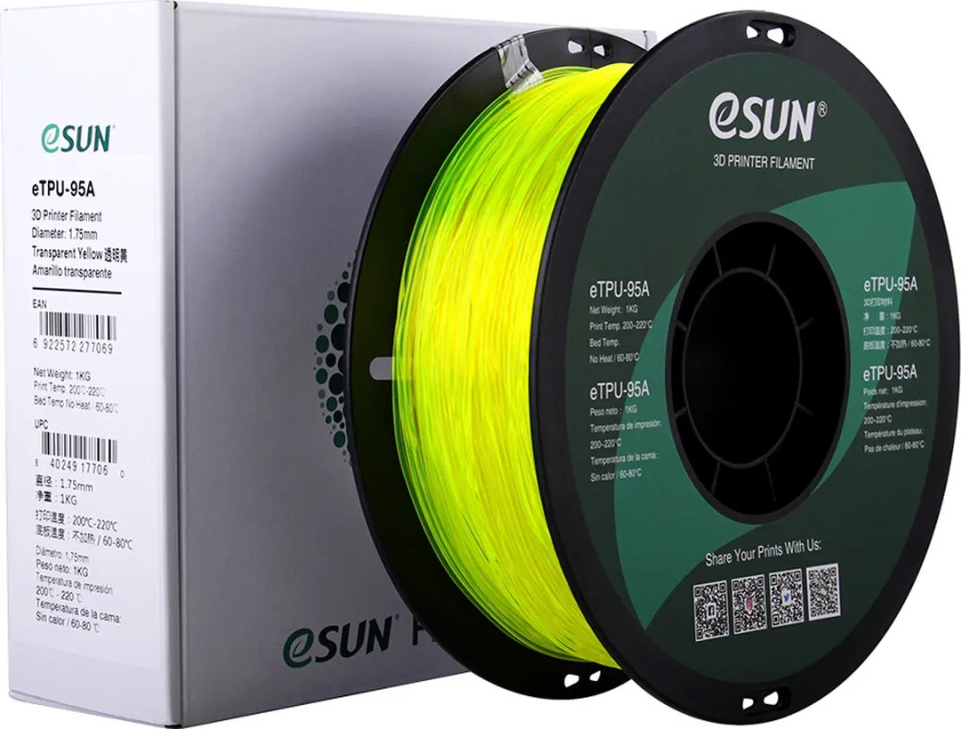 ESUN eTPU-95A Filament 1.75mm Transparant Geel 1kg