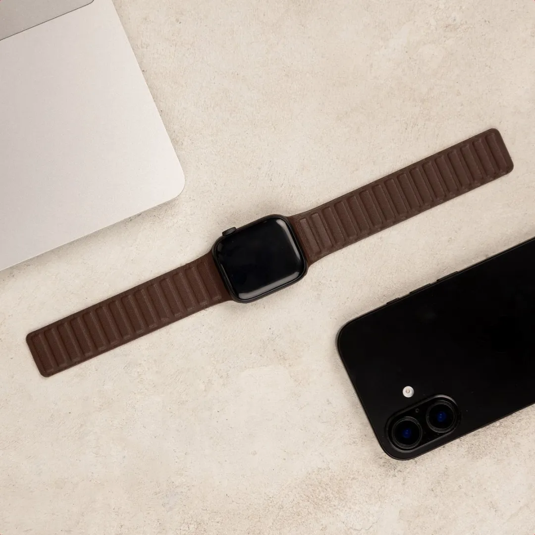 Accezz Magnetisch Lederen Bandje Apple Watch 42mm - Donkerbruin