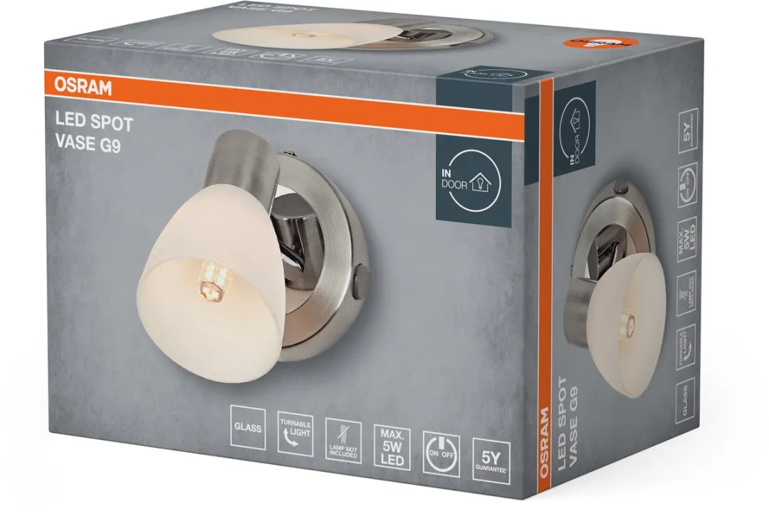 Osram LED Spot Vase G9 Wand- en Plafondspot - Geborsteld nikkel/chroom
