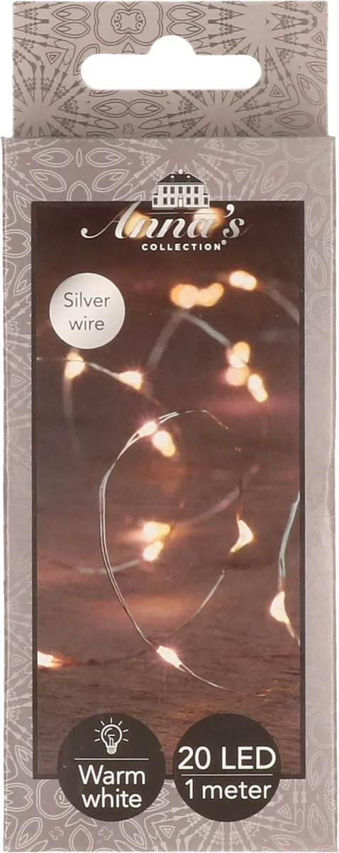 Anna's Collection Draadverlichting Lichtsnoer 2x20 - Zilver - Warm Wit - 1m
