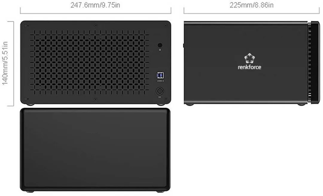 Renkforce RF-6647854 8-Bay 3.5" HDD Behuizing - USB 3.0 - Zwart