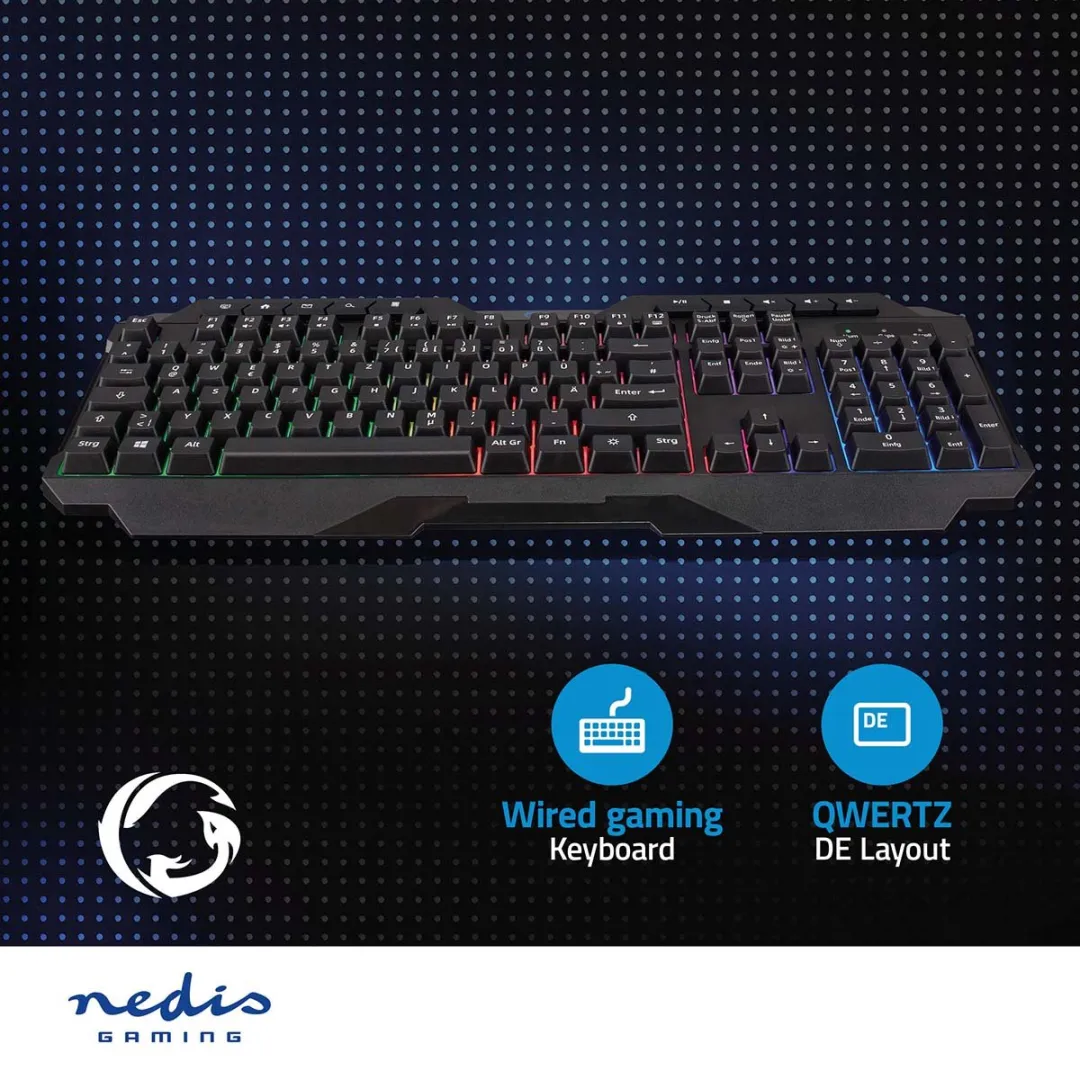 Nedis GKBD110BKDE Gaming Toetsenbord - Bedraad - Zwart