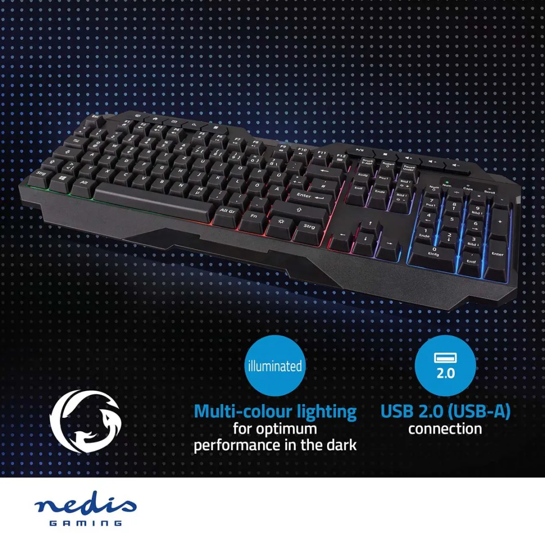 Nedis GKBD110BKDE Gaming Toetsenbord - Bedraad - Zwart - afbeelding 6 van 6