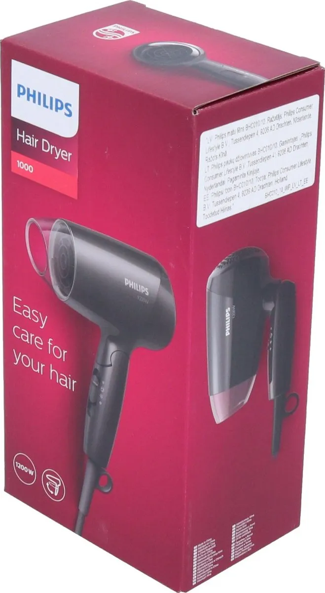 Philips Essential Care BHC010/10 Haardroger - 1200W - Zwart - afbeelding 6 van 6