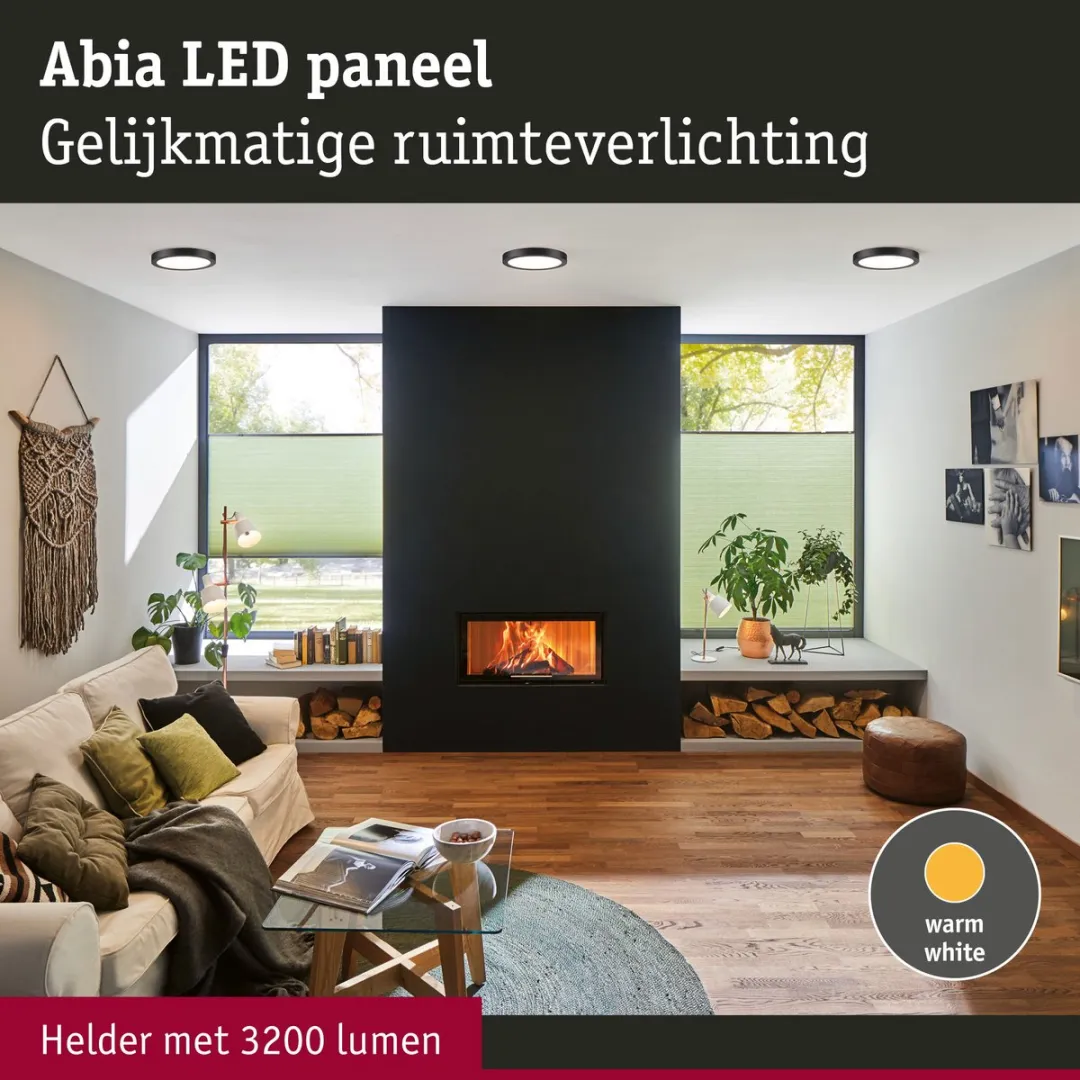 Paulmann LED-paneel Abia rond 300mm - 3x22W 2700K - Zwart mat