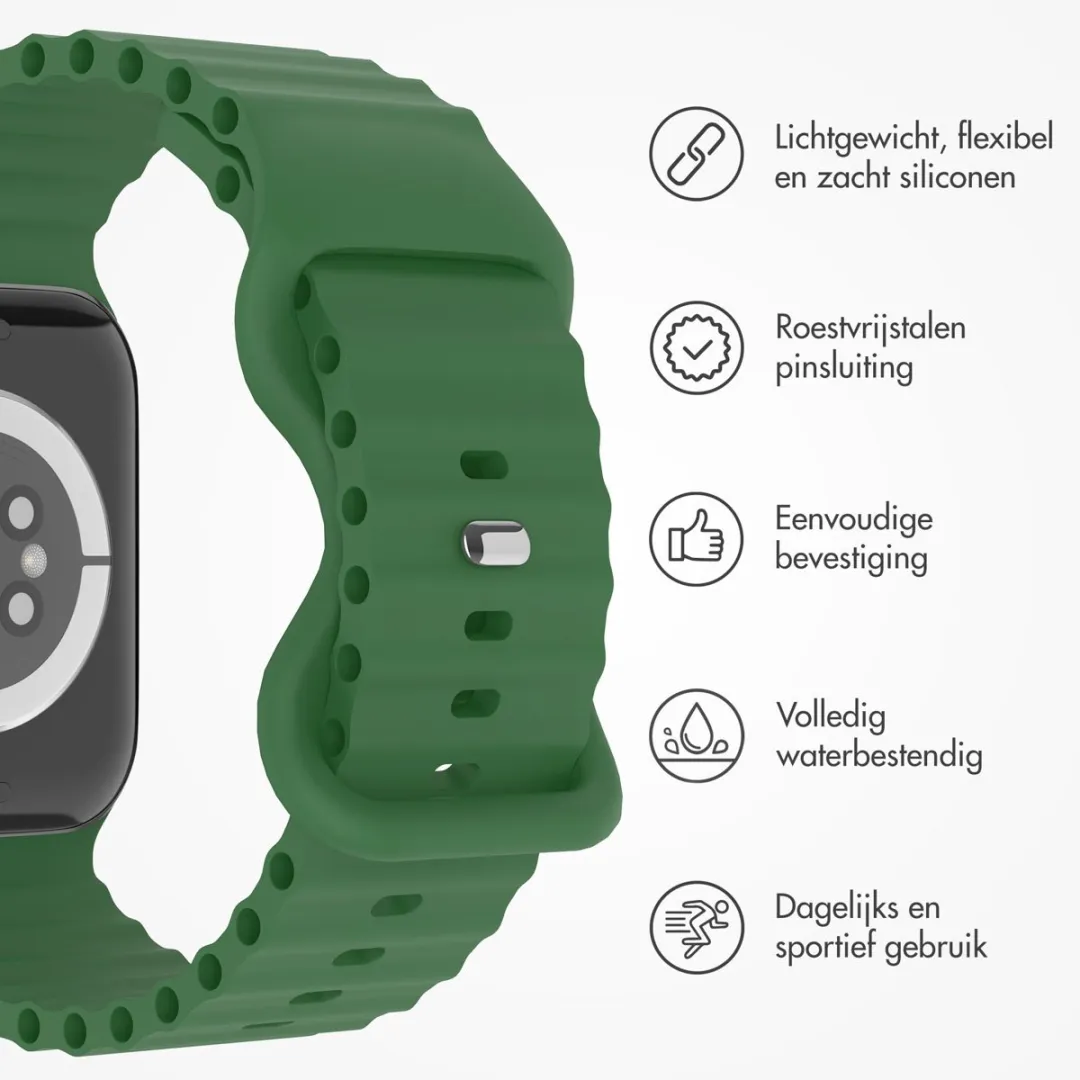 Athletic siliconen bandje - Geschikt voor Apple Watch 1, 2, 3, 4, 5, 6, 7, 8, 9, 10, 11 (42 mm), SE - 38/40/41 mm - Donkergroen