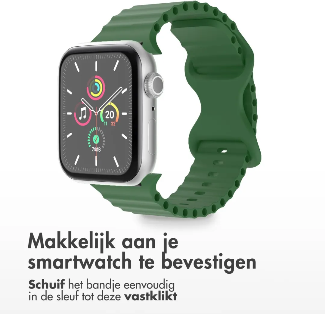 Athletic siliconen bandje - Geschikt voor Apple Watch 1, 2, 3, 4, 5, 6, 7, 8, 9, 10, 11 (42 mm), SE - 38/40/41 mm - Donkergroen
