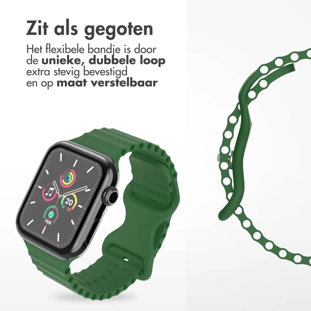 Athletic siliconen bandje - Geschikt voor Apple Watch 1, 2, 3, 4, 5, 6, 7, 8, 9, 10, 11 (42 mm), SE - 38/40/41 mm - Donkergroen
