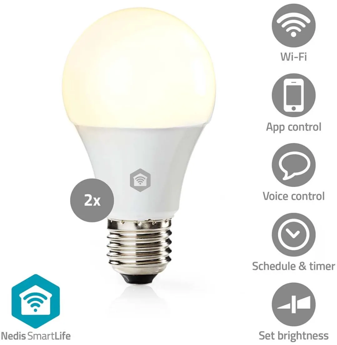 Nedis SmartLife RGB/Wit E27 Lamp 9W - 2 Stuks - Mat - afbeelding 6 van 6