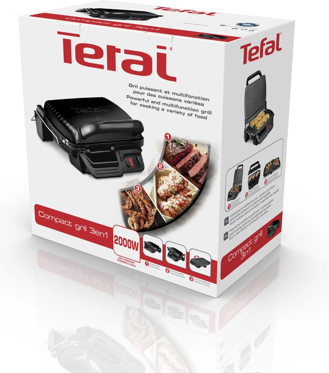 Tefal GC30880 Ultra Compact Grill 2000W - Zwart