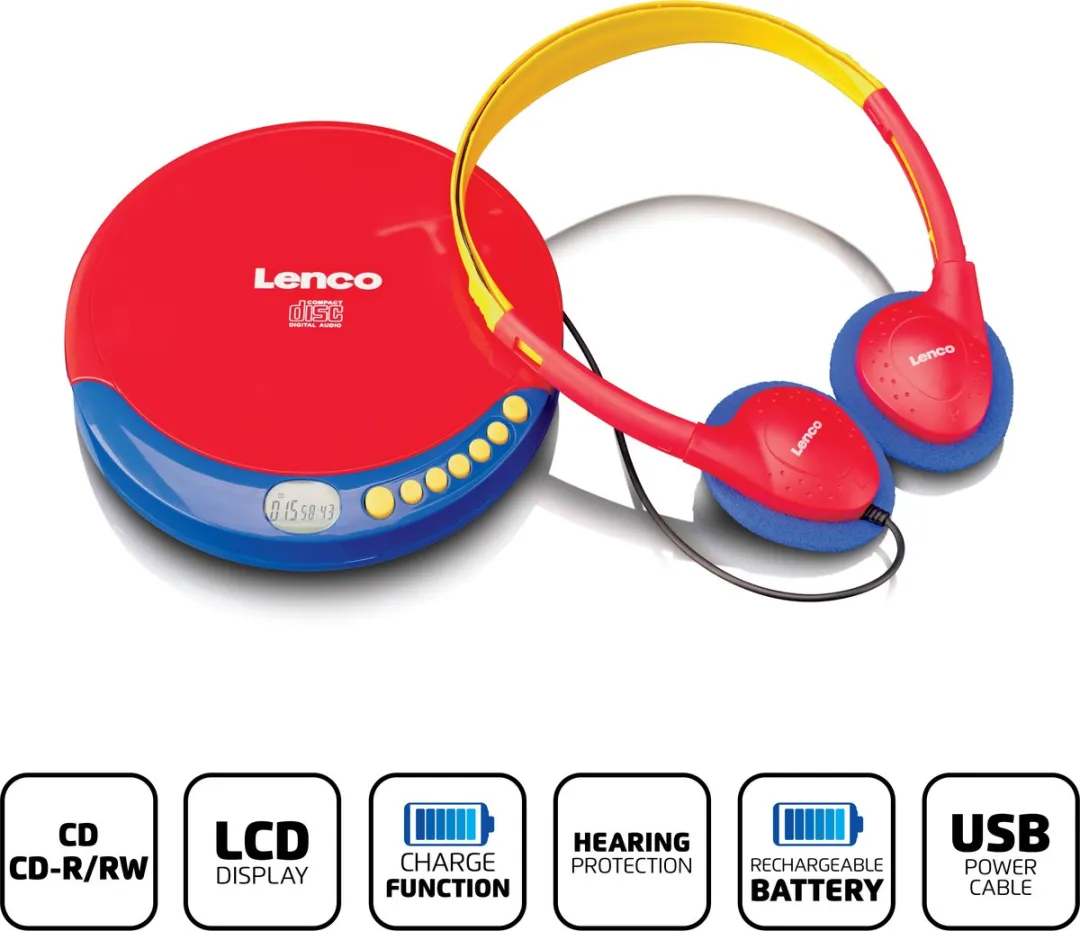 Lenco CD-021KIDS Draagbare CD-speler - Multicolor - 2x AA