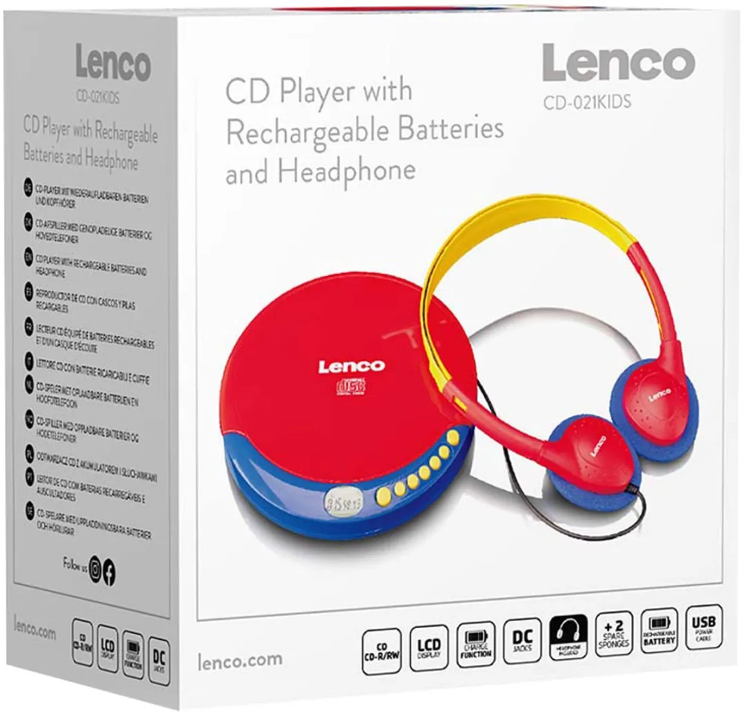 Lenco CD-021KIDS Draagbare CD-speler - Multicolor - 2x AA - afbeelding 6 van 6