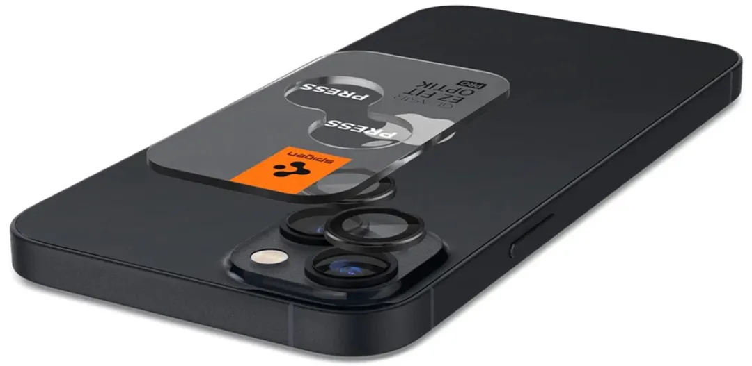 Spigen iPhone 14/14 Plus Cameralens Glasbeschermer - 2 Stuks - Zwart