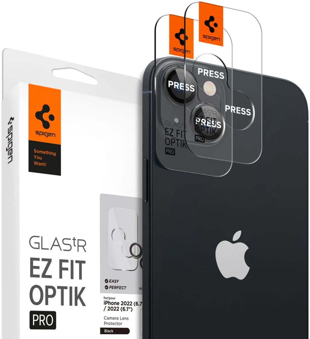 Spigen iPhone 14/14 Plus Cameralens Glasbeschermer - 2 Stuks - Zwart