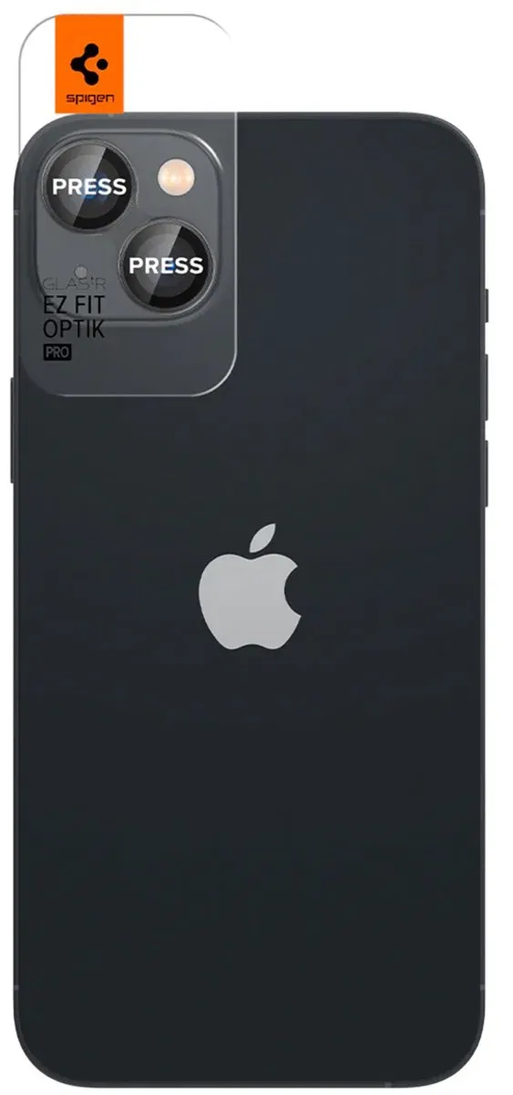 Spigen iPhone 14/14 Plus Cameralens Glasbeschermer - 2 Stuks - Zwart