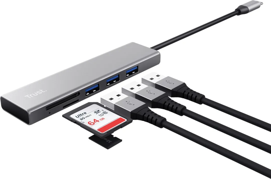 Trust Halyx USB-C Hub 24191 - SD/microSD Kaartlezer