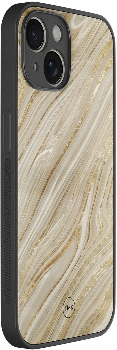 Casevibes iPhone 14 Hoesje Golden Marble - Goud