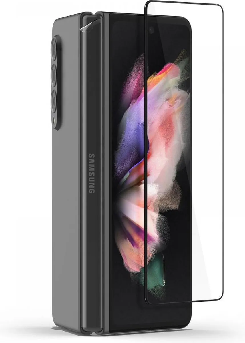 Spigen Samsung Galaxy Z Fold 3 Scherm- en Scharnierbeschermer - Full Cover Glas - Zwart