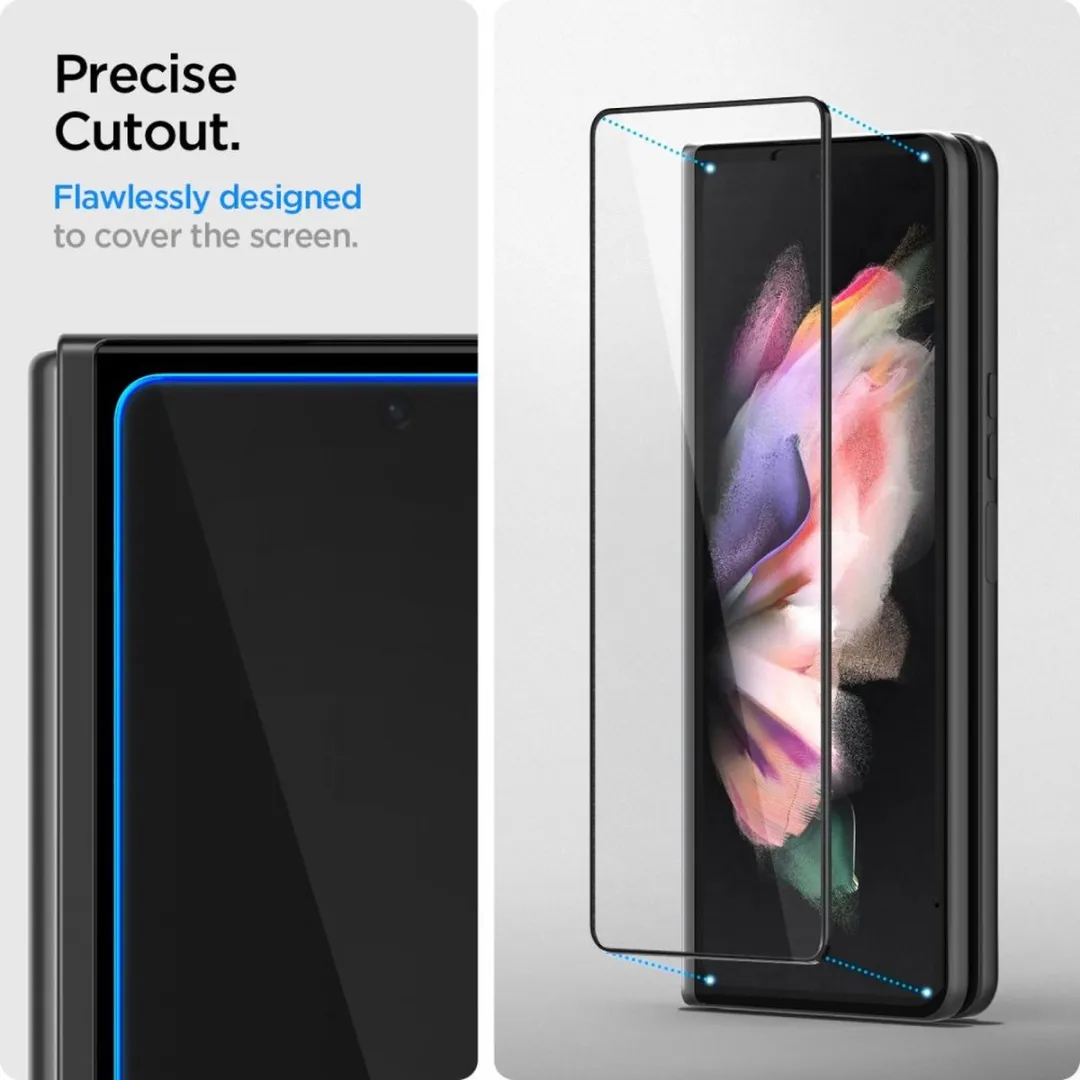 Spigen Samsung Galaxy Z Fold 3 Scherm- en Scharnierbeschermer - Full Cover Glas - Zwart