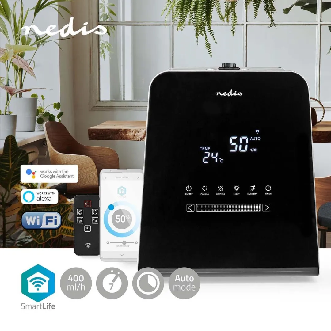 Nedis SmartLife HUMI150BKW Luchtbevochtiger - 110W - Koel/warm - 5.5L - Zwart