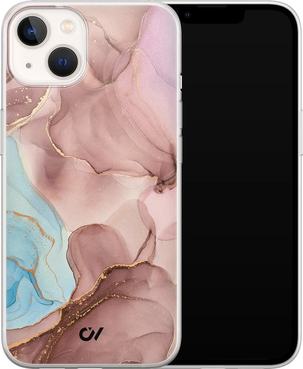 Casevibes Hoesje iPhone 13 Marble Clouds - Roze - A/13/UV/055