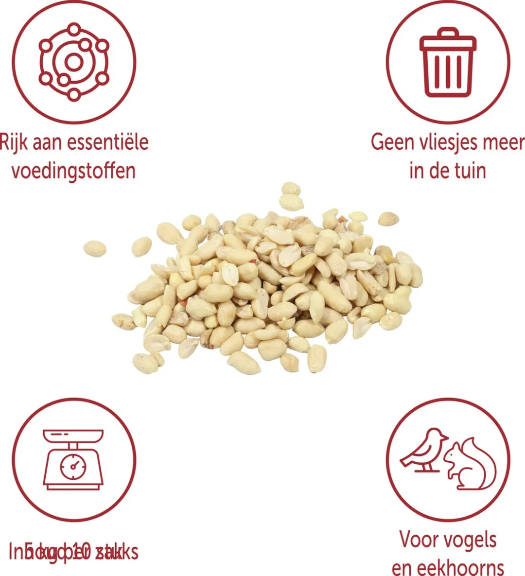 Topdiervoeding Gepelde Witte Pinda’s Olierijk 5kg