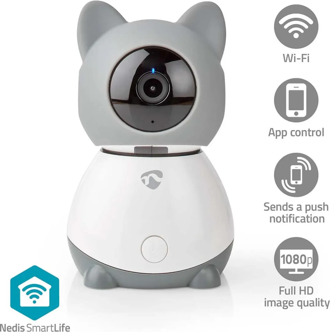 Nedis SmartLife WIFICI30CGY Beveiligingscamera Binnen - 1080p - Grijs