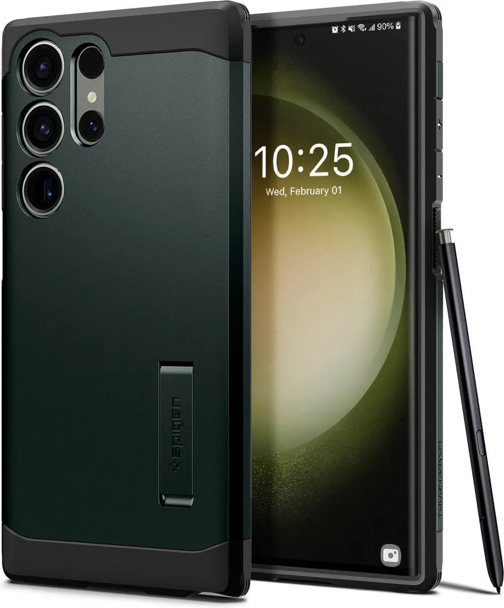 Spigen Tough Armor Samsung Galaxy S23 Ultra Hoesje - Groen