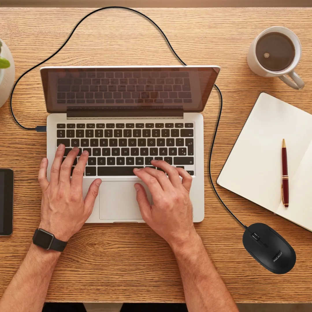 Macally UCDYNAMOUSE-B USB-C Muis - Zwart