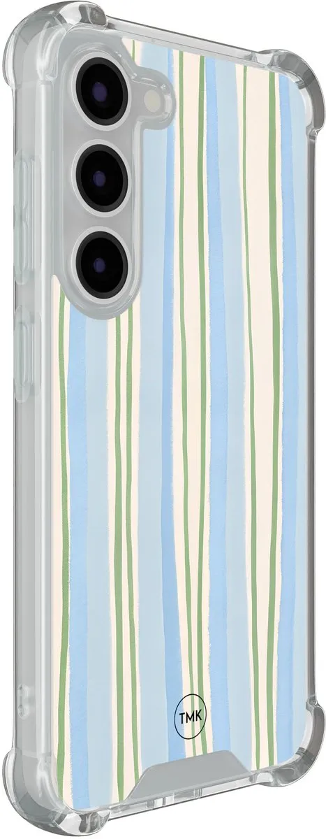 Casevibes S/S23/S/029 Shockproof Hoesje - Samsung Galaxy S23 - Blauw - Pastelblauwe Strepen