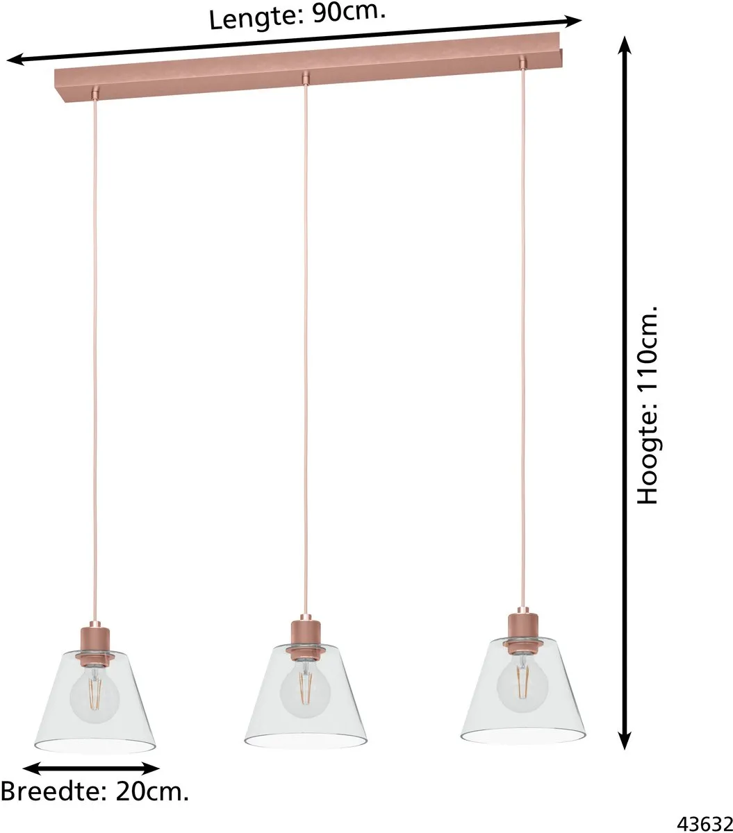 Eglo Copley Hanglamp 90cm - Roségoud