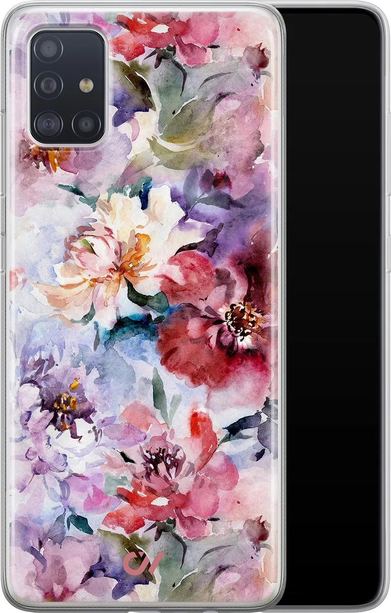 Casevibes Hoesje Samsung Galaxy A51 - Roze Bloemen Acryl