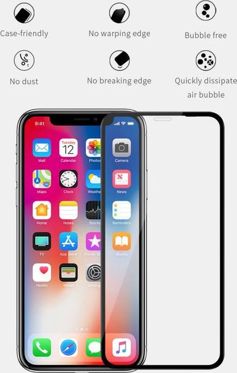 Nillkin FullFace Tempered Glass XD CP+MAX - iPhone XR - Zwart - afbeelding 5 van 6