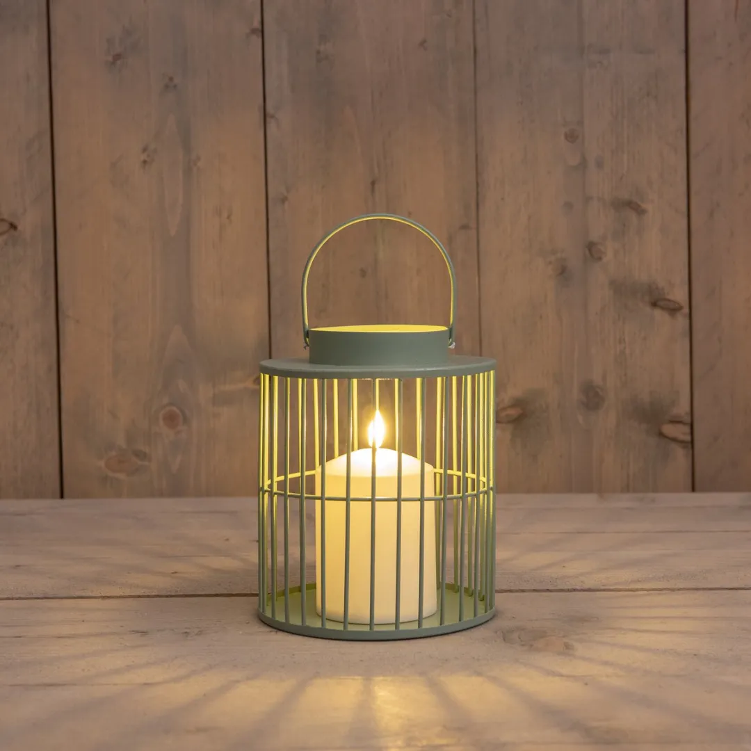Anna's Collection Windlicht Lantaarn 2x - 15x18cm - Olijfgroen