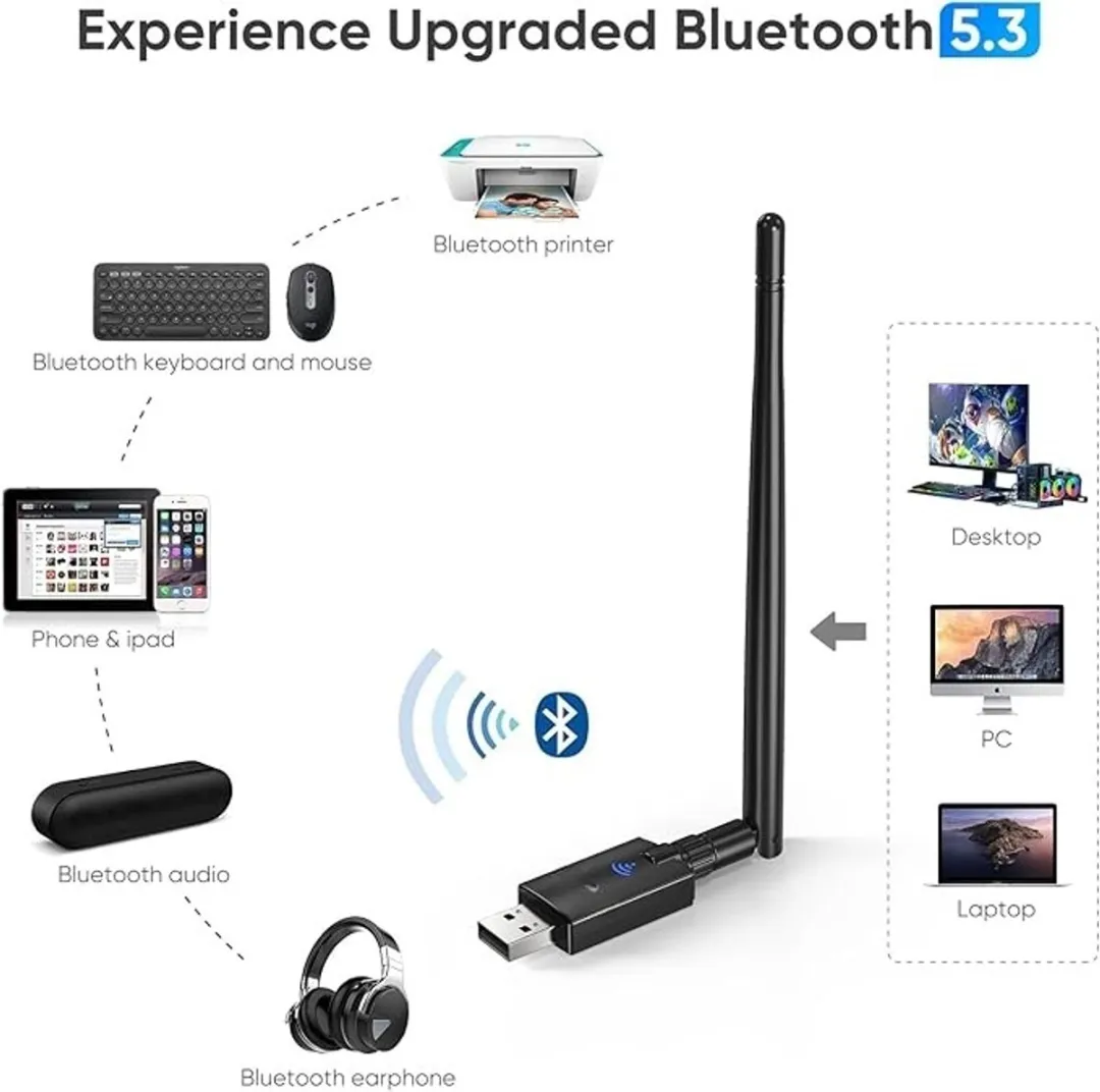 NÖRDIC BTWF-100 WiFi 6 & Bluetooth 5.3 USB Adapter - 900 Mbps - Zwart
