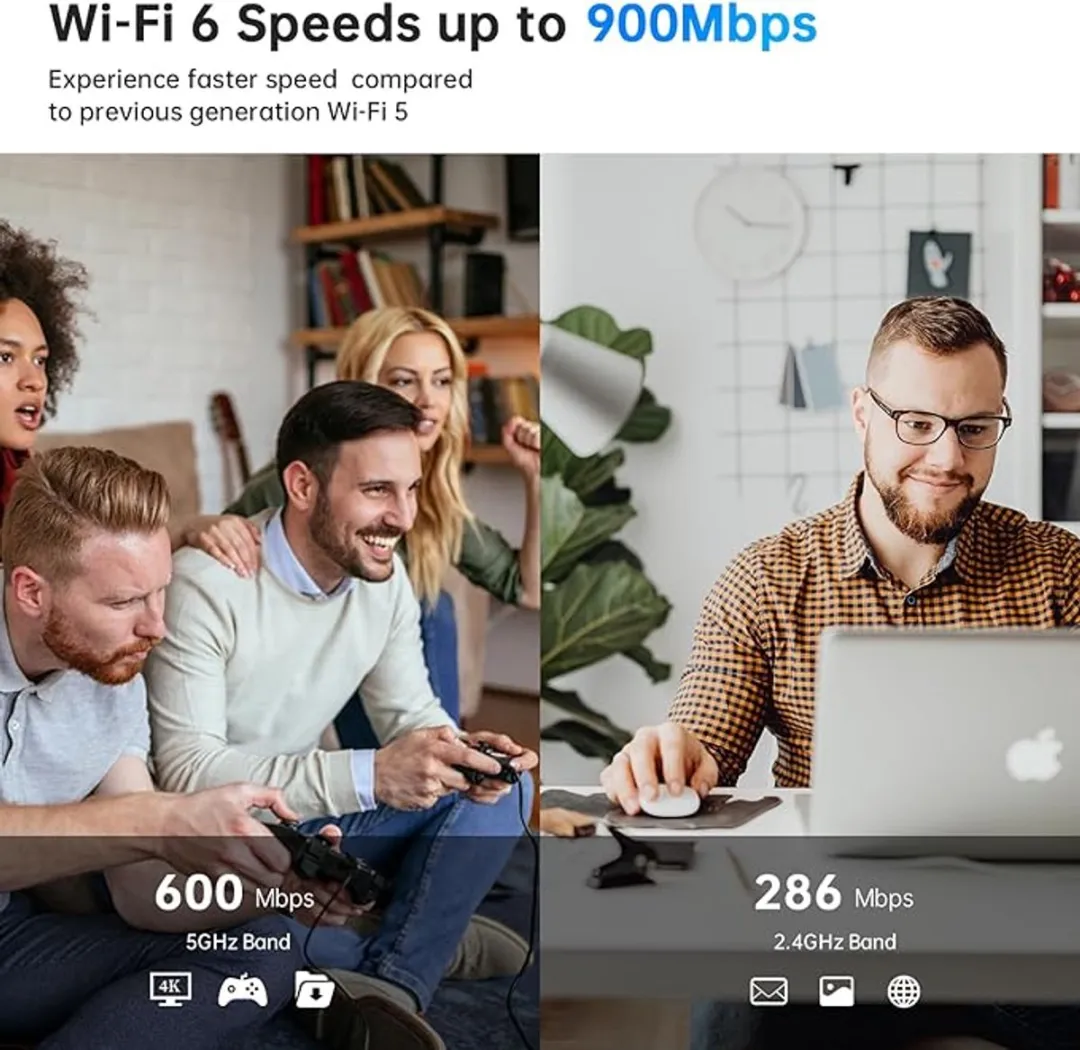 NÖRDIC BTWF-100 WiFi 6 & Bluetooth 5.3 USB Adapter - 900 Mbps - Zwart