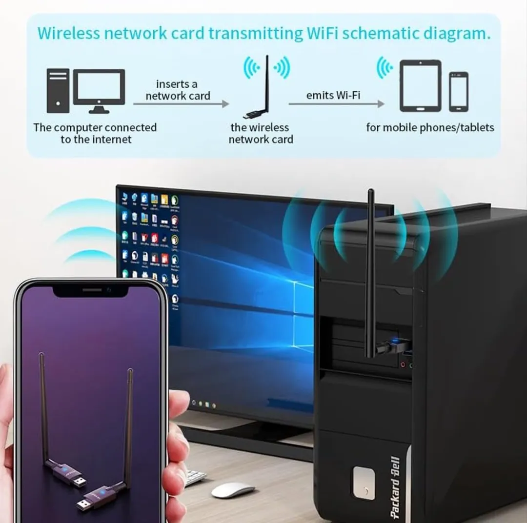 NÖRDIC BTWF-100 WiFi 6 & Bluetooth 5.3 USB Adapter - 900 Mbps - Zwart