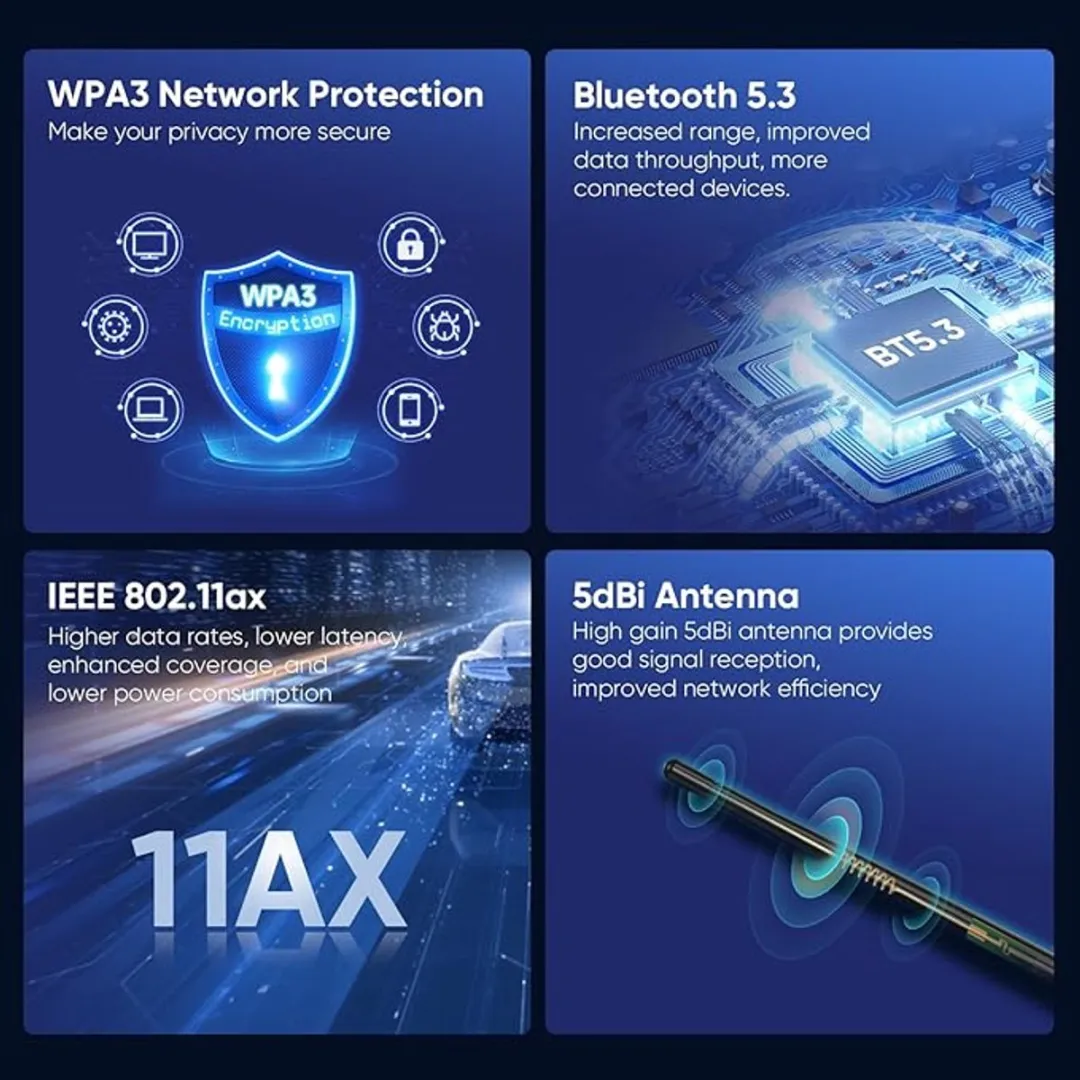 NÖRDIC BTWF-100 WiFi 6 & Bluetooth 5.3 USB Adapter - 900 Mbps - Zwart
