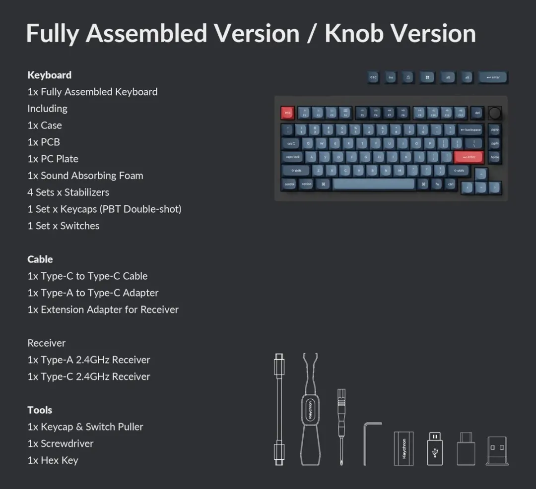 Keychron V1 Max V1M-D3 Toetsenbord - Brown Switch - Zwart/Grijs