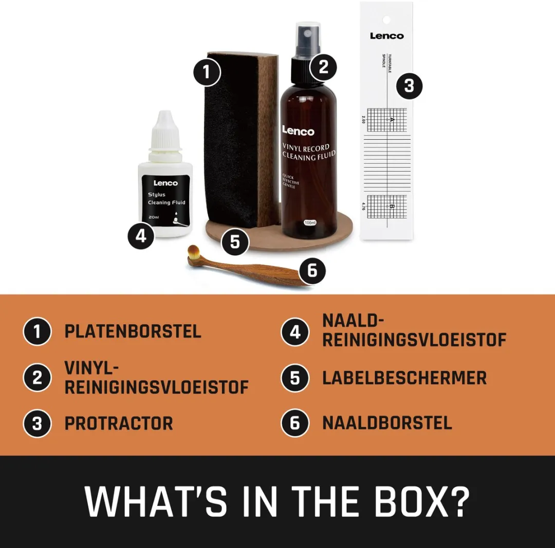 Lenco LS-470WA Platenspeler Bundel - Walnoot + Cleaning Kit