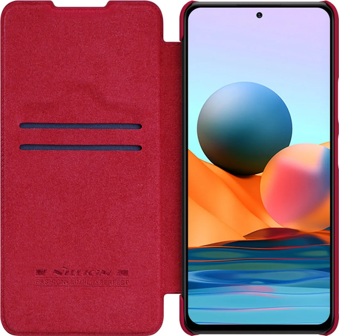 Nillkin Qin PU Leather Book Case Redmi Note 10 Pro/Max - Rood - afbeelding 6 van 6