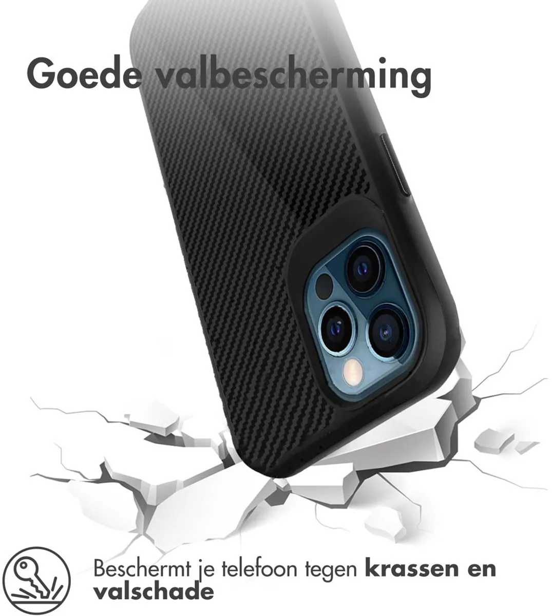 Imoshion Hybrid Carbon Hoesje iPhone 12/12 Pro - Zwart