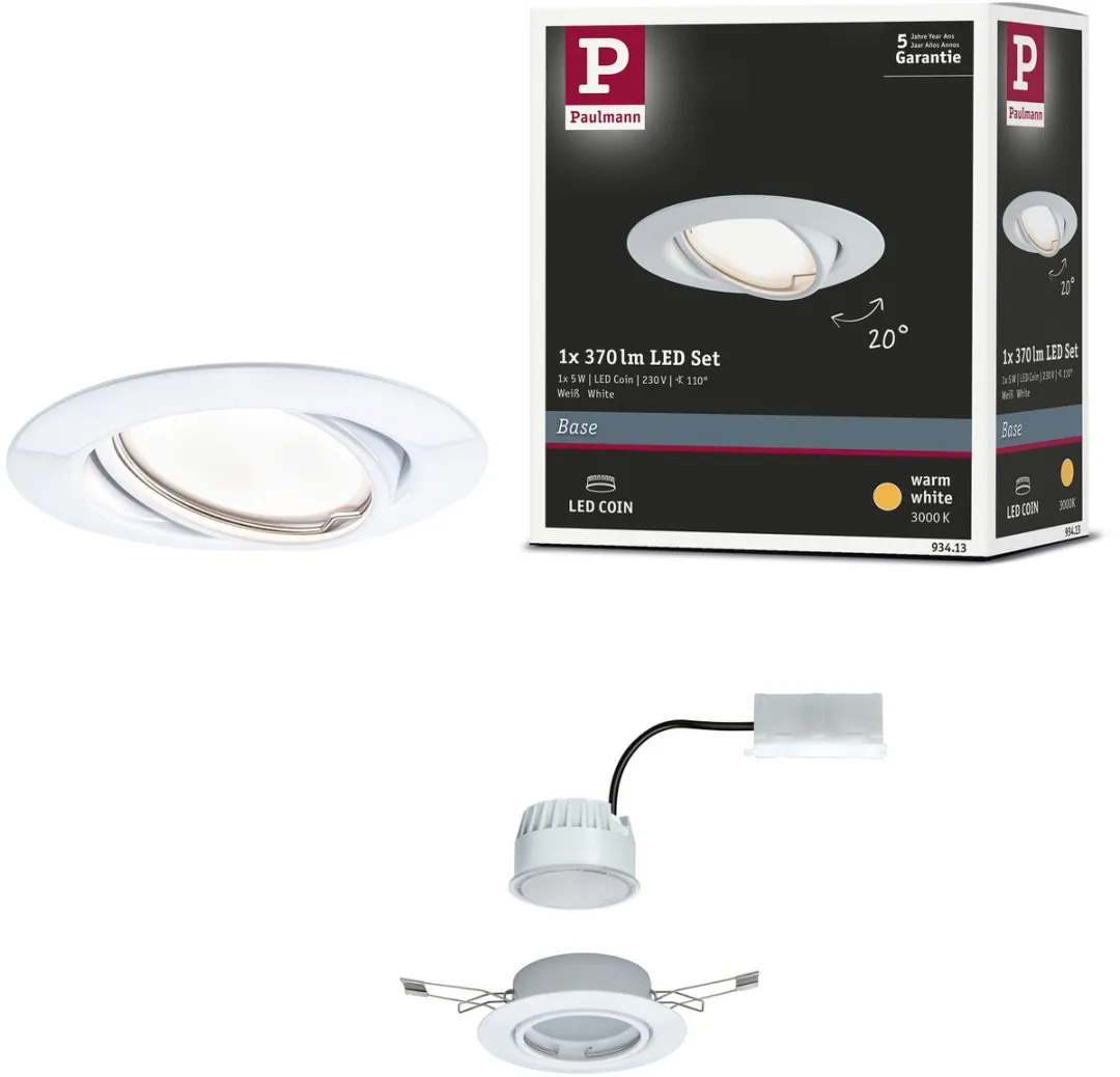 Paulmann Base Coin LED-inbouwlamp 5W 370lm 90mm