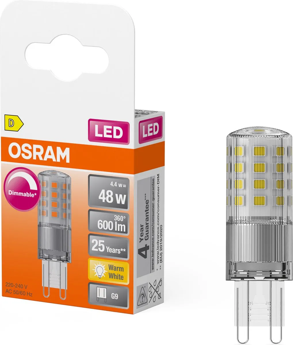 Osram LED G9 Warmwit 4,4W 600lm - Helder - CRI 80 - Dimbare Lamp - afbeelding 6 van 6