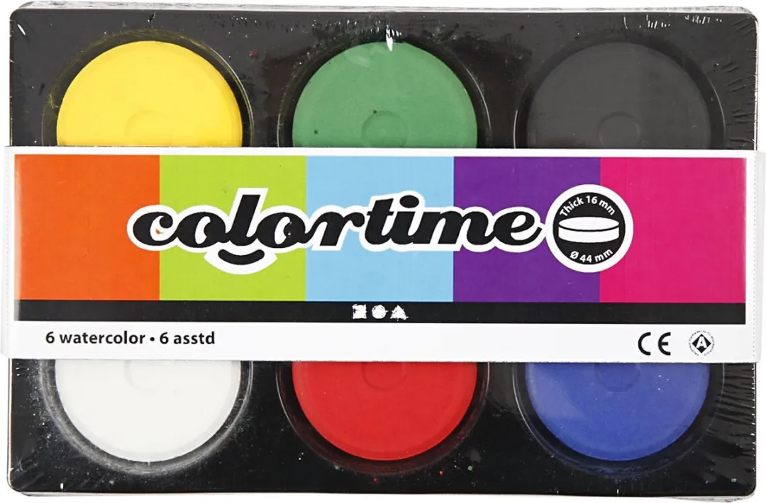 Colortime Waterverf Palet - 6 Primaire Kleuren - Multicolor